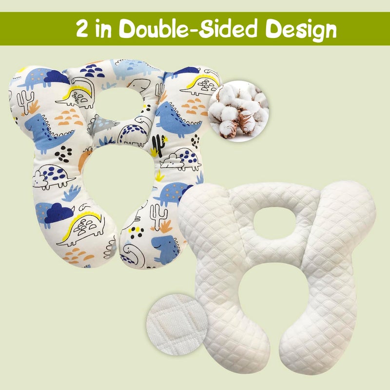 REFLYAWAY Baby Travel Pillow, Infant Kid's Cushion Soft and Skin Friendly for Car Seat, Pushchair and Stroller (Blue Dinosaur) - Image 5